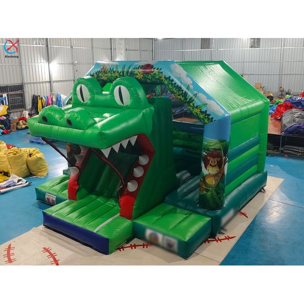 OEM/ODM Crocodile Themed Inflatable Bounce House with Slide Jungle Jumping Castle