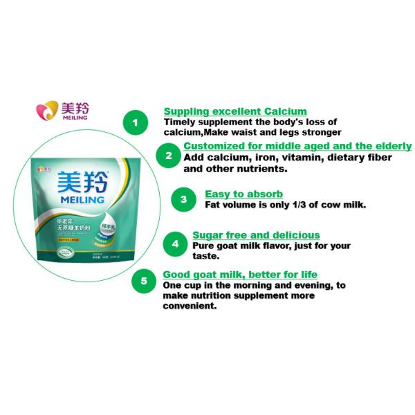 Middle Aged Goat Sugar Free Milk Powder Rich In Dietary Fiber
