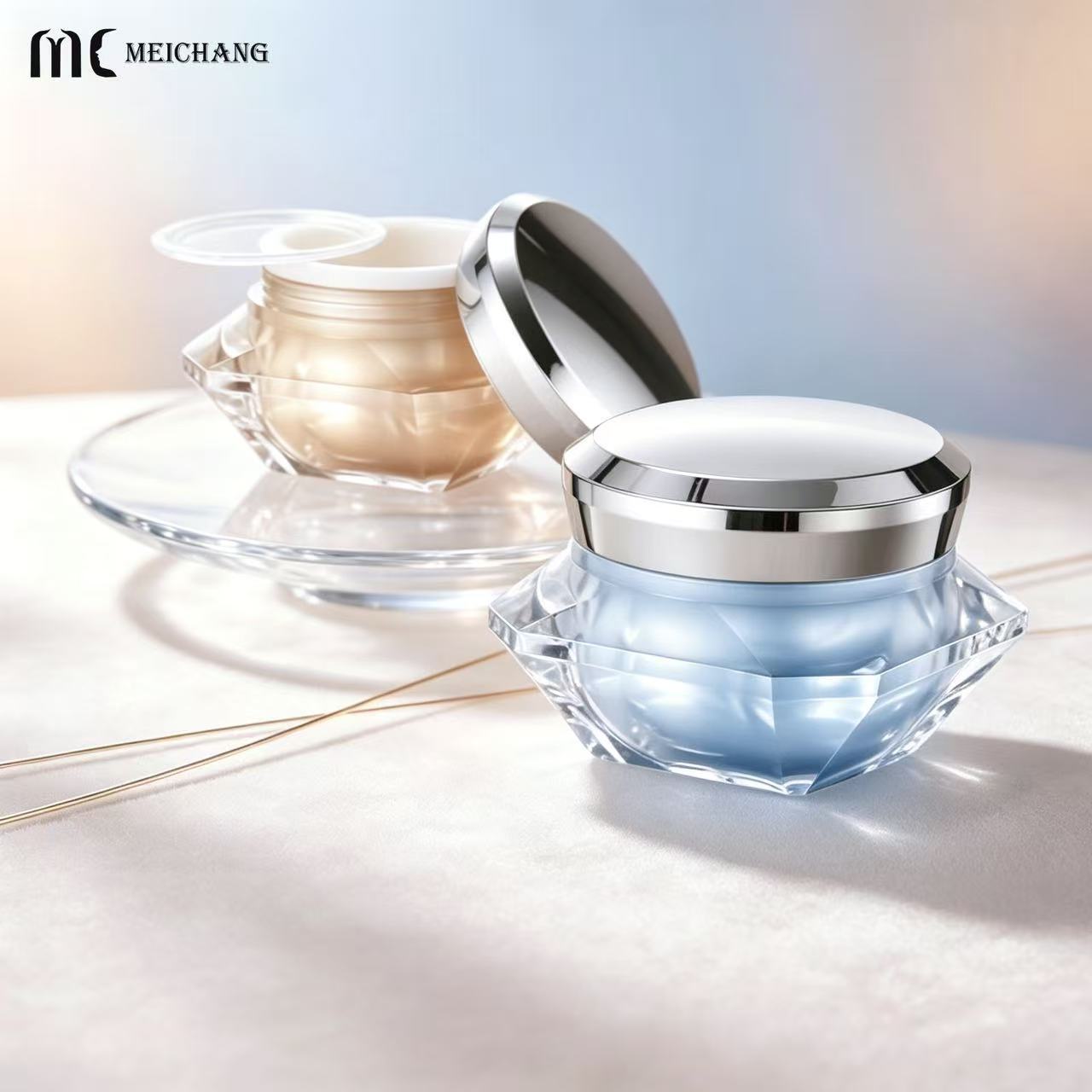 50g Double Wall Crystal Diamond Acrylic Cream Jar(MC-Y-571)