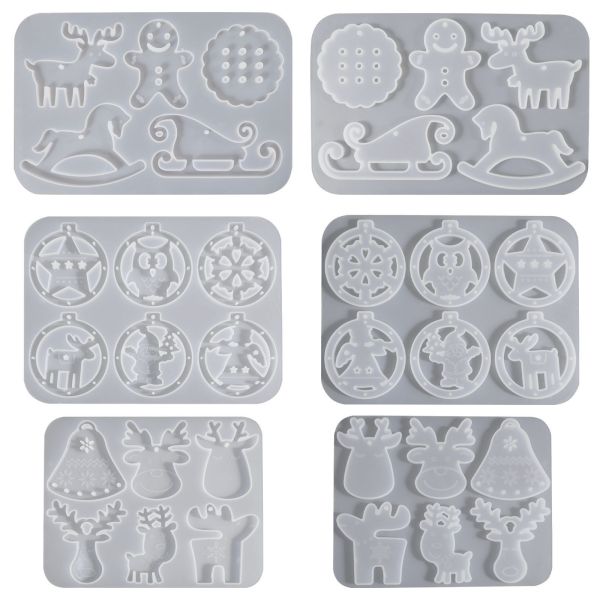Christmas Elk Gingerbread Man Old Man Snow Horse Angel Pendant Keychain Dropping Silicone Mold