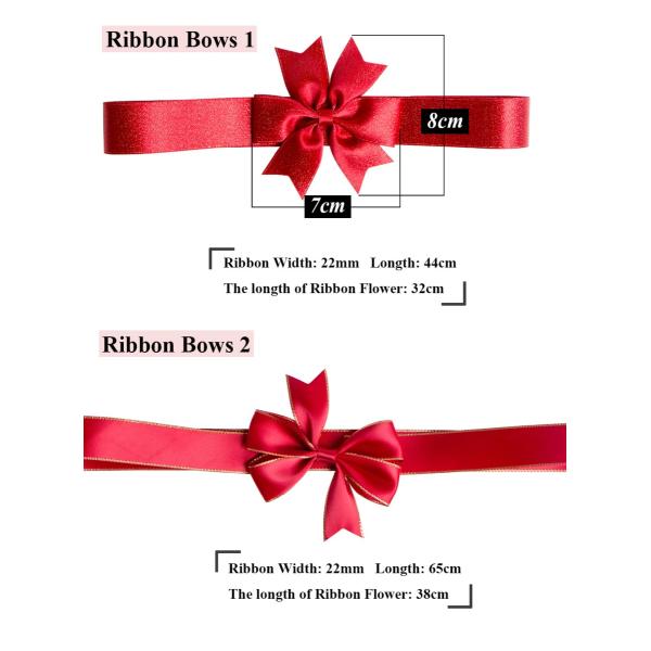 Gold Edged Satin Ribbon Bow With Elastic Double Face Style for Gift Wrapping Supplies