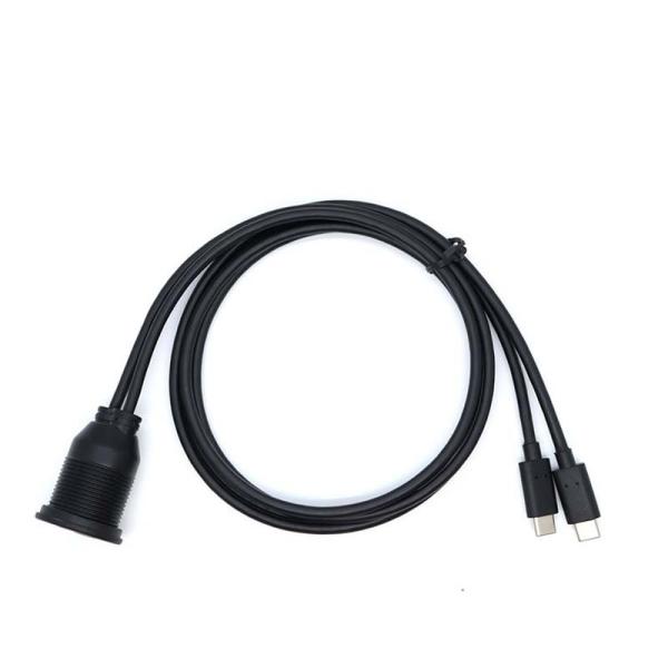 Personalizar doble tipo C macho a hembra cable de extensión a prueba de agua con panel de montaje de chorro para automóvil camión barco computadora de motocicleta