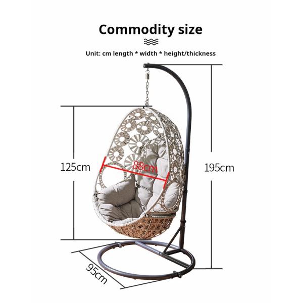 Olefin High Elastic Cushion Wicker And Metal Patio Egg Chair For Leisure Sleep