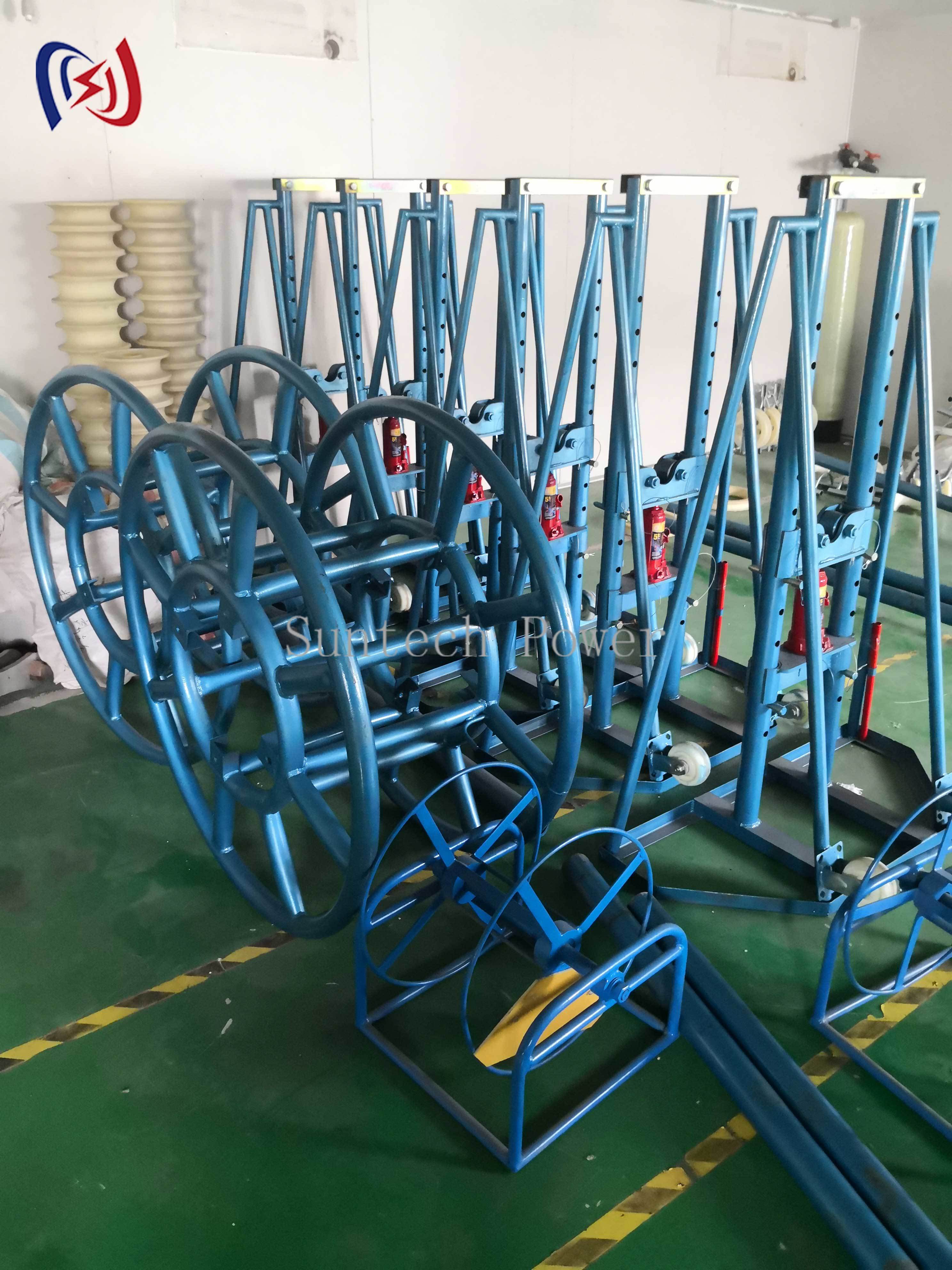 Heavy Duty Galvanized Steel Rope Reel Stand Conductor Drum Stand Sealed Bearing