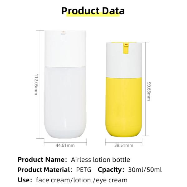 PETG КАК пластиковая безвоздушная упаковка солнцезащитного крема бутылки 30ml 50ml Cosmestic насоса