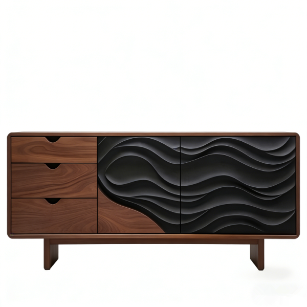 Nordic Modern Design Solid Wood TV Cabinet Black Walnut Sideboard & Tea Cabinet Wooden for Home Living Room Furniture