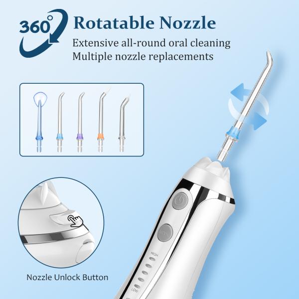 IPX7 Rechargeable Water Jet Teeth Cleaner 300ml Portable Electric Oral Irrigator
