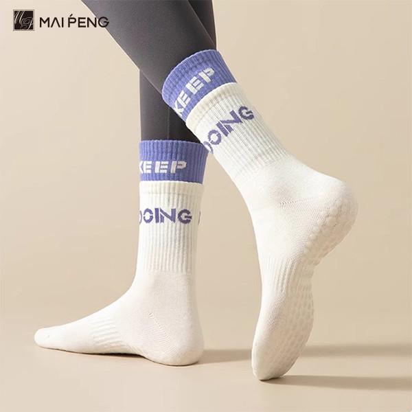 Custom Logo Fitness Anti Slip Grip Socks Floor Pilates Sports Women Yoga Socks