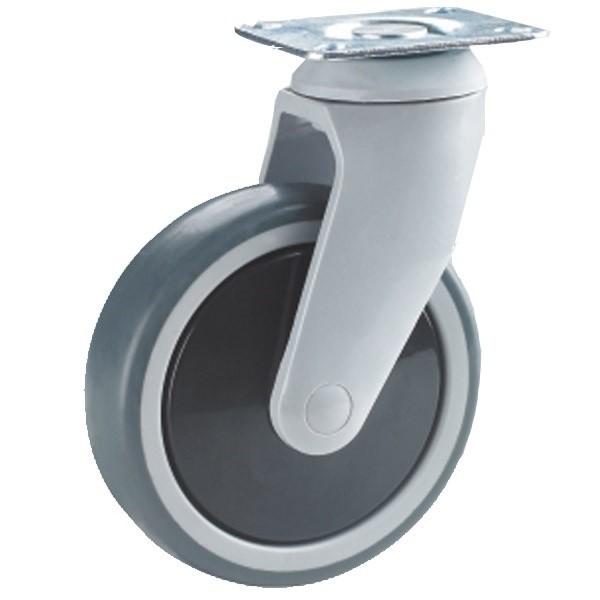 parenthèse en nylon de 125mm logeant la roue médicale de roulette de pivot de plat de bande de roulement de TPR