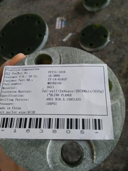 RTP-1 Fiberglass Flange With EPDM Gasket Material 120 Deg Temperature Rating