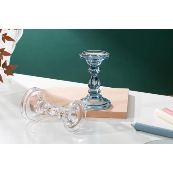 Pillar Taper Crystal Glass Candlestick Holders Decorative Lead Free