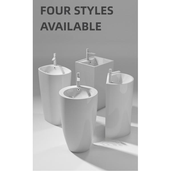 Hotel Sturdy Round Full Pedestal Wash Basin Free Standing 500*500*830mm