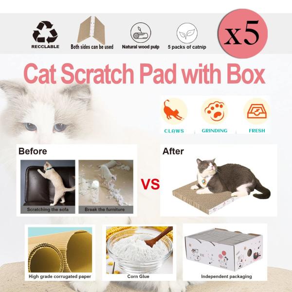 Cat Scratcher Cardboard,Reversible,Durable Recyclable Cardboard, Premium Scratch,Suitable for Cats to Rest, Grind Claws and Play