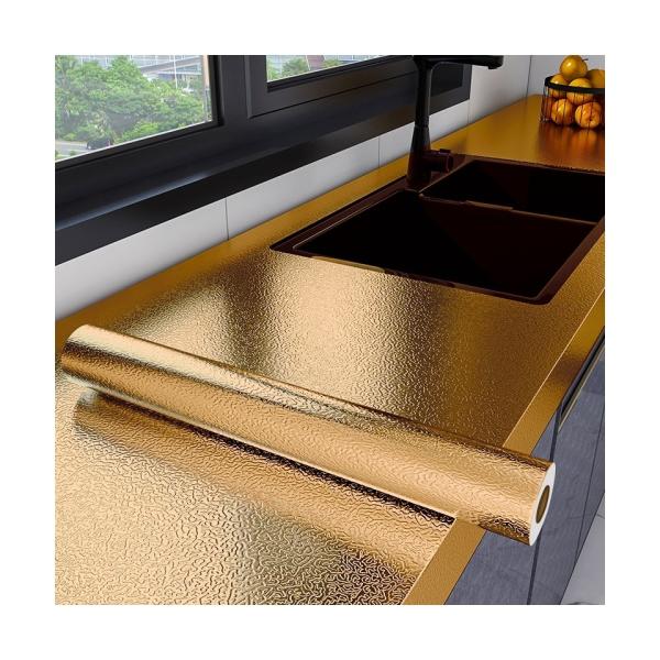 Kitchen Backsplash Stickers Self Adhesive Aluminum Foil Film Waterproof Stove Wallpaper