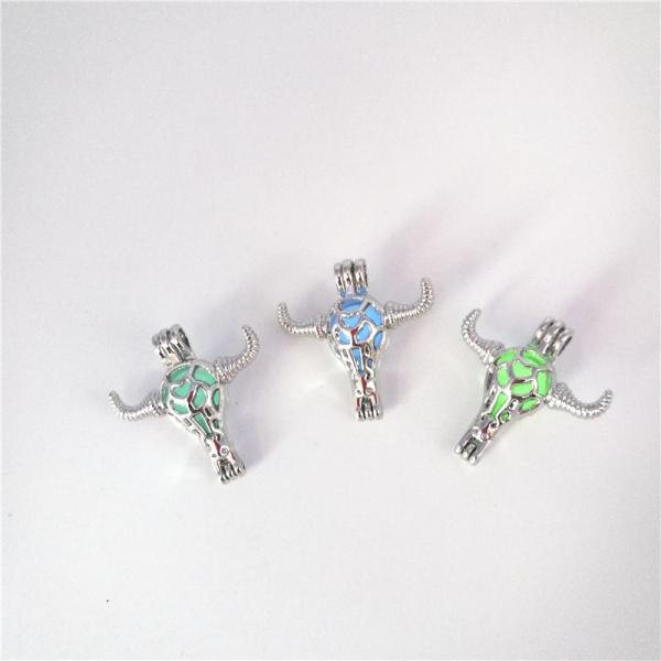 DIY Pendant Jewelry Alloy ox-head Shaped Wish Pearl Cage Pendant