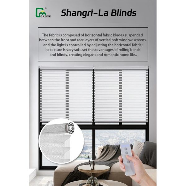 Rechargeable Battery Shangrila Blinds Motorized Blackout Cordless Roller Electric Wire Free