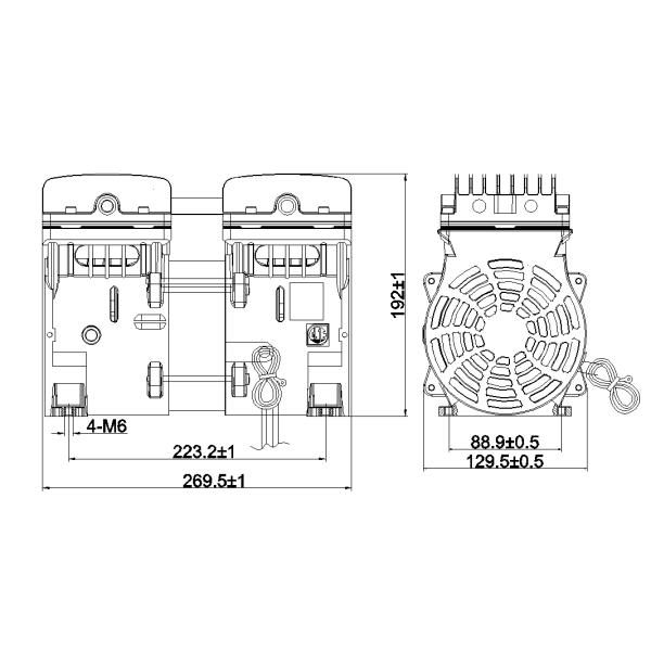 520W Oilless Vacuum Pump Clean Air Source Oil Less Piston Compressor 110V 60Hz