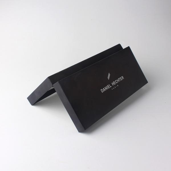 PU Gift Packing Box , Black Leather Pen Packaging Box With White Paper Sleeve