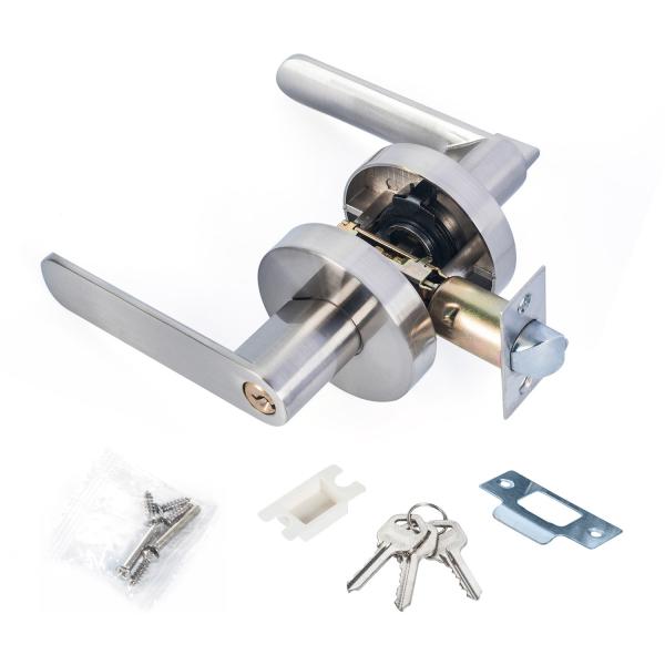 Satin Nickel Lever Set Bloqueio Sala de estar Sala de dormir Banheiro Tubular Portão Garrafa Bloqueio