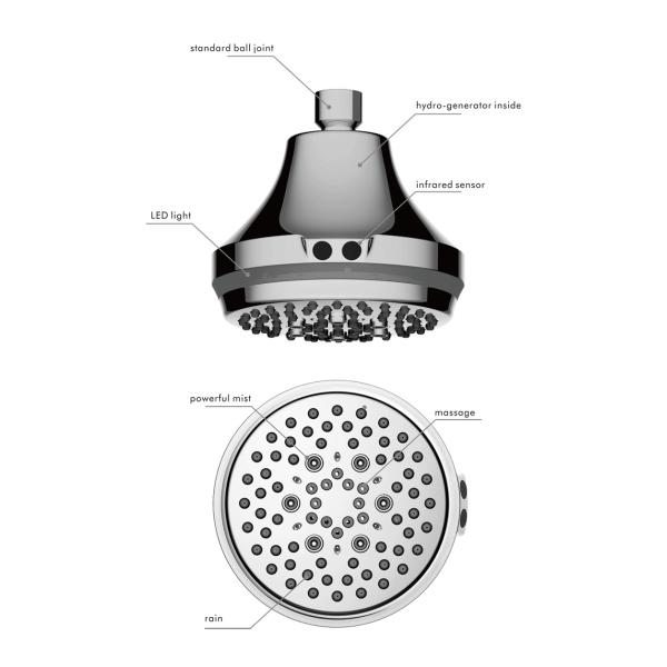 Experience a Luxurious Shower with Bathroom LED Sensor Shower Head in Chromed ABS