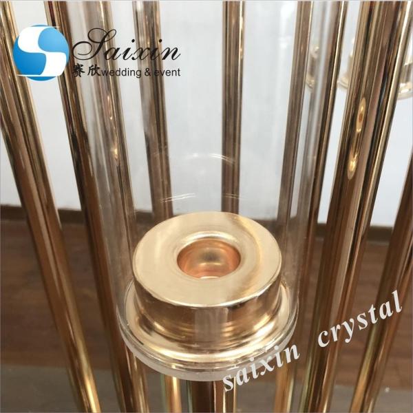 Fabrica por atacado porta-velas de metal dourado para a mesa de casamento top centerpiece