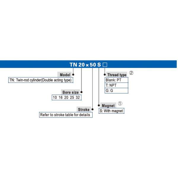 TN - 10x50S Pneumatic Double Acting Cylinder TR TN Series Rubber Bumper