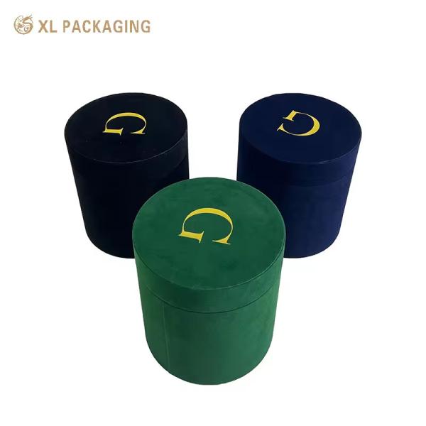 XL Packaging Custom Packaging Box Factory Luxury Color Velvet Round Dry Flower Box Rose Gift Boxes Valentine'S Day Round Cylinder Packaging Velvet Flower Tube
