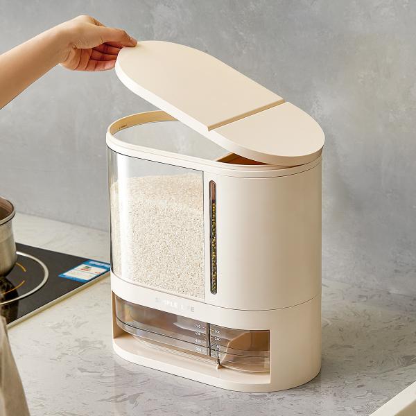 Plastic Cereal Rice Grain Dispenser Large Capacity Kitchen Rice Dispenser