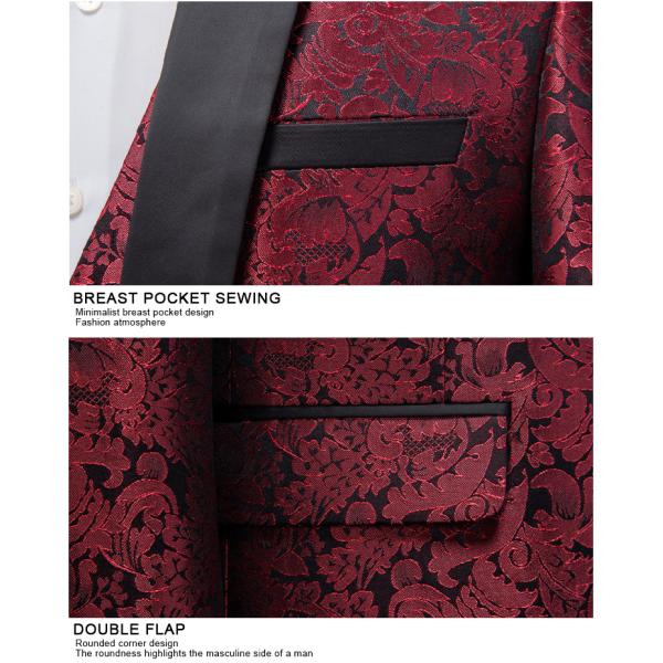 Customizable Red Men's Suit with Silk screen Printing Methods and Slim Fit Gender Men