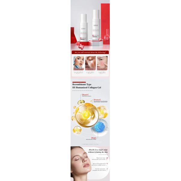 Factory Direct Sales OEM Hydrating Firming Recombinant Type III Humanized Collagen Gel Soothing  Moisturizing Skincare Face Gel