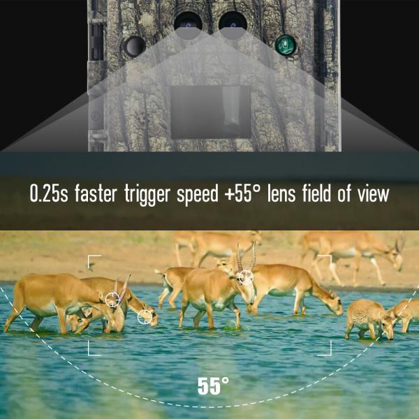 Cámara de caza infrarroja 30MP1080P Cámaras de juego de doble lente para trampas de vida silvestre al aire libre Cámara IR a prueba de agua 940nm