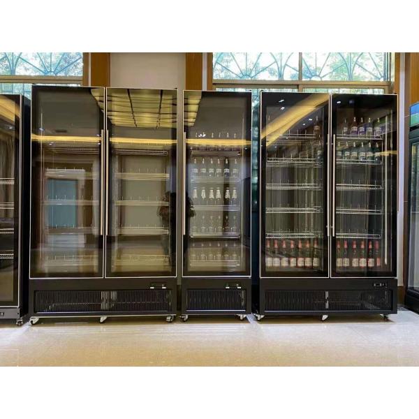 2 Glass door drink beverage fridge display case, supermarket double door commercial refrigerator