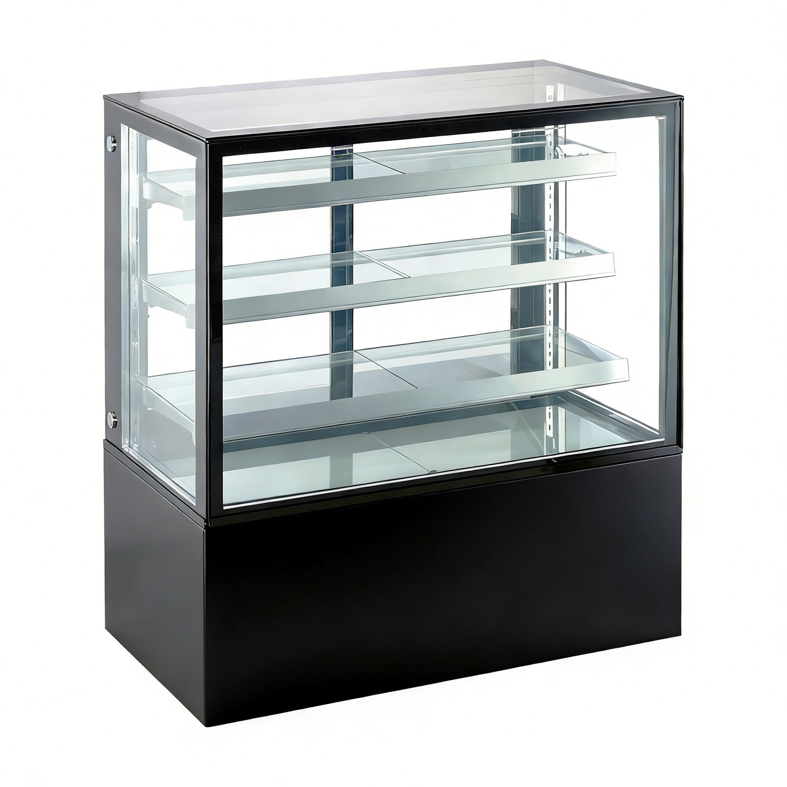 Commercial Straight Glass Cake Showcase Refrigerated Bakery Display Case With LED Glass Shelves