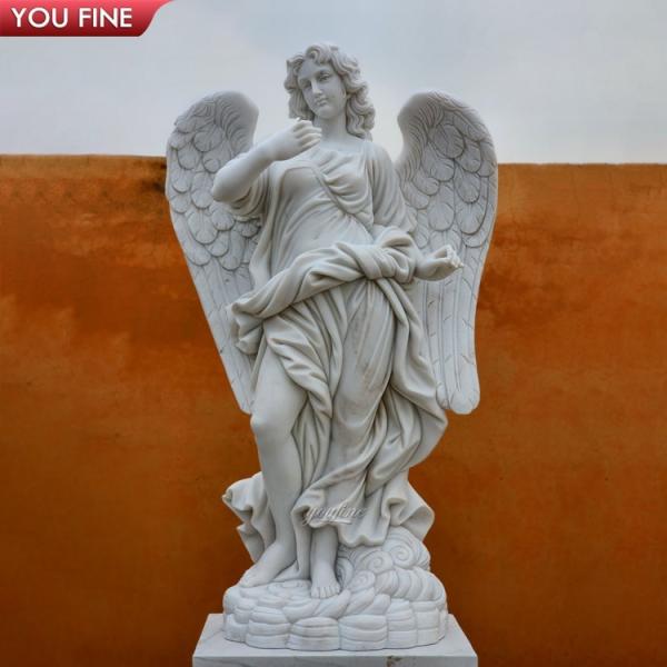 Villa Corntyard Luxury Decor Hand Carved Big Wings Marble Angel Statue