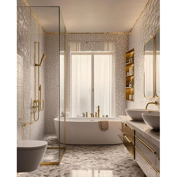 Flowers Ceramic Matt Finish Wall Tiles Waterproof Non-slip Porcelain Tile for Bathroom Kitchen Wall and Floor Decoration