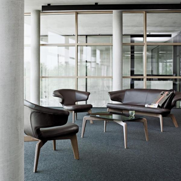 Beech Wood Frame Single Pu Leather Leisure Chair , Munich Chair With Backrest
