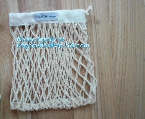 travel Cotton Reusable Net Shopping Tote String Bag Organizer, Sturdy Mesh Produce Bag,Washable Mesh Storage Fruit Veget