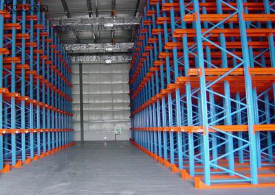 Movimentação industrial no sistema do racking, movimentação na movimentação através dos bens do tormento