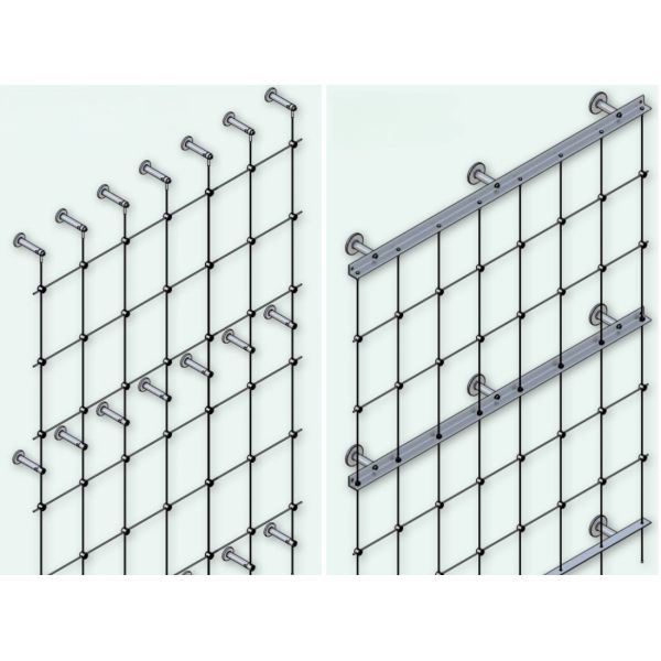 Stainless Steel Rope Green Wall Trellis System Custom Cut & Bend Metal Netting