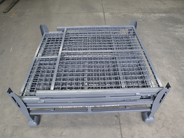 Warehouse Storage Wire Mesh Pallet Cage Customized Szie 500 - 1000kg Load Capacity
