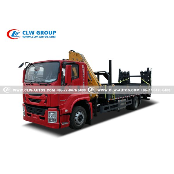 ISUZU FTR 4x2 Flatbed Truck with 6.3-Ton Knuckle Crane and 205HP Euro 6 Engine for 7,000mm Platform Transport