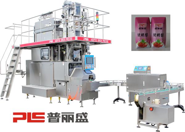 6000 PPH 200ml Prisma Aseptic Carton Filling Machine with Straw Applicator for Milk