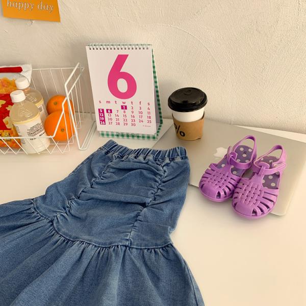 Elastic Spring Cute Jean Children'S Beauty Skirts Mid Length