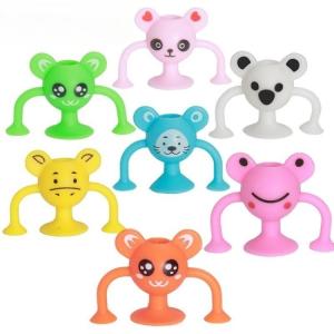 Lovely Cartoon Figurine Custom Color TPR Rubber Suction Cup Toy Building Blocks
