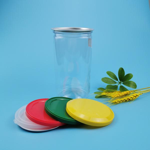 83mm Cylindrical Straight Plastic Food Cans With Colorfull Cap