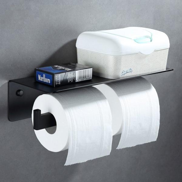 Matte Black Double Toilet Tissue Holder Toilet Tissue Hanger For Bathroom