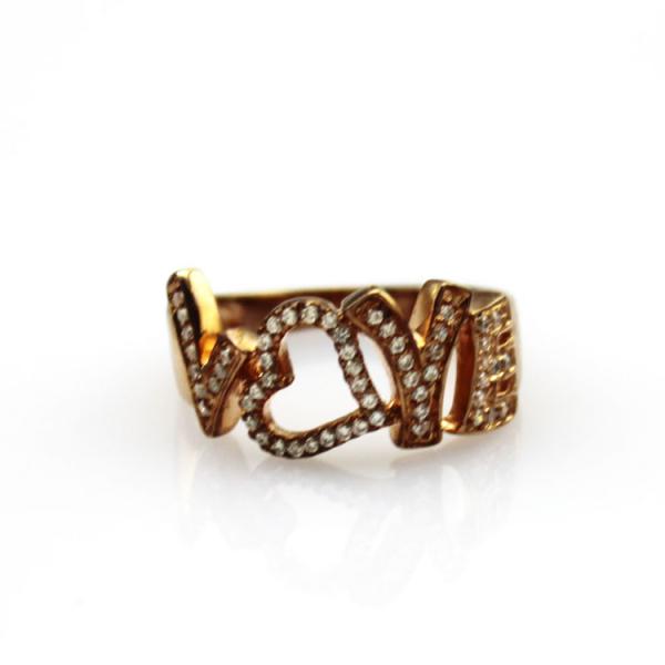 925 Silver Ring Pave Clear Rhinestone Love Ring(JR078)
