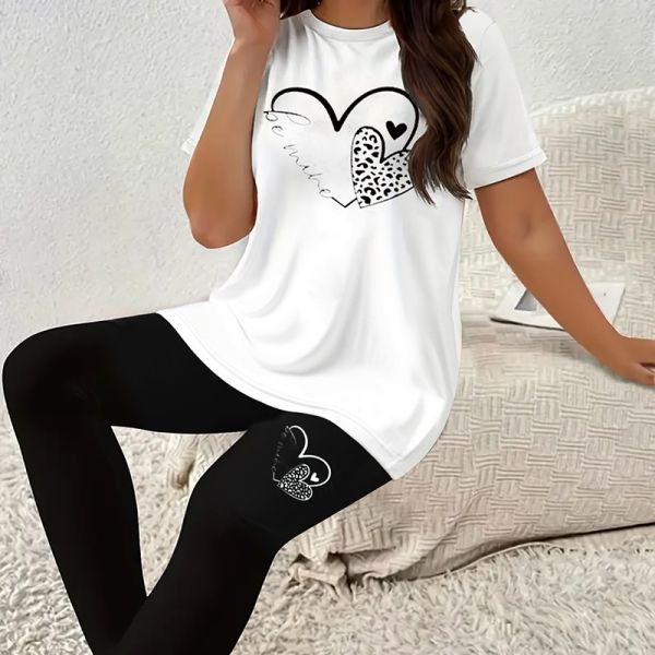 Soft Fabric Cotton Women Two Piece Outfits Fashionable Matching Top And Pants Set