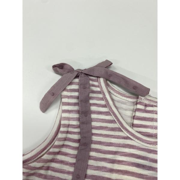 Strips Baby Girl Cute Summer Two Piece Outfits Round Collar Ribbon
