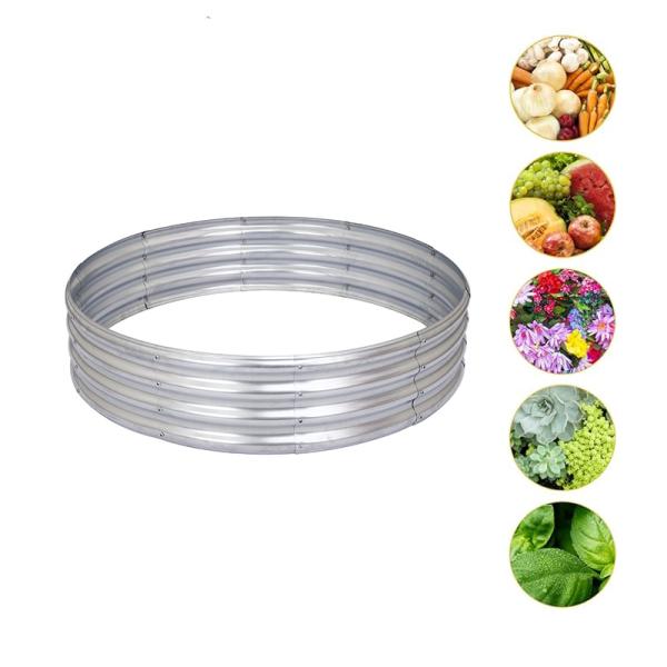 3*3*1 Ft Round Galvanized Raised Garden Bed Metal Raised Flower Bed Rustproof